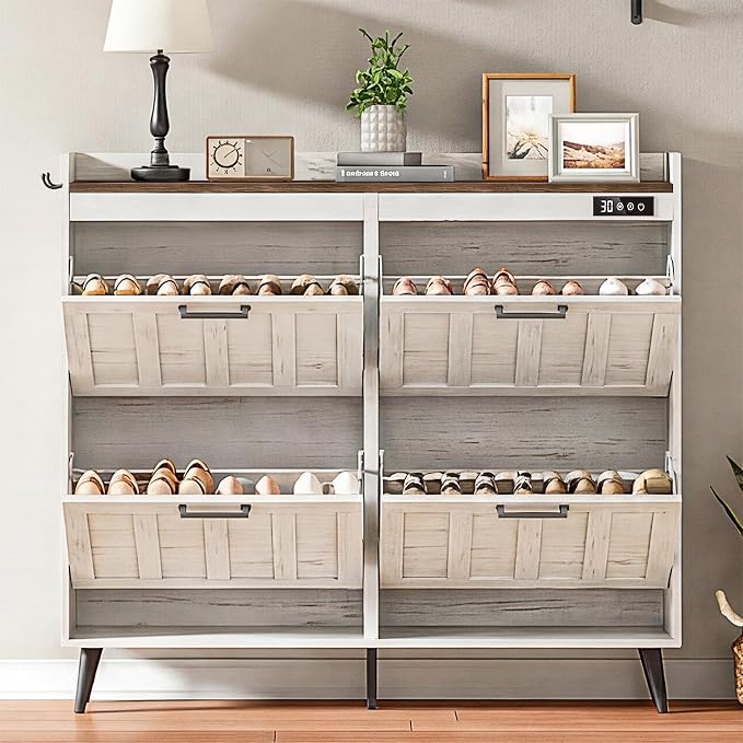 ChooChoo Shoe Storage Cabinet with 4 Flip Drawers and Deodorizer