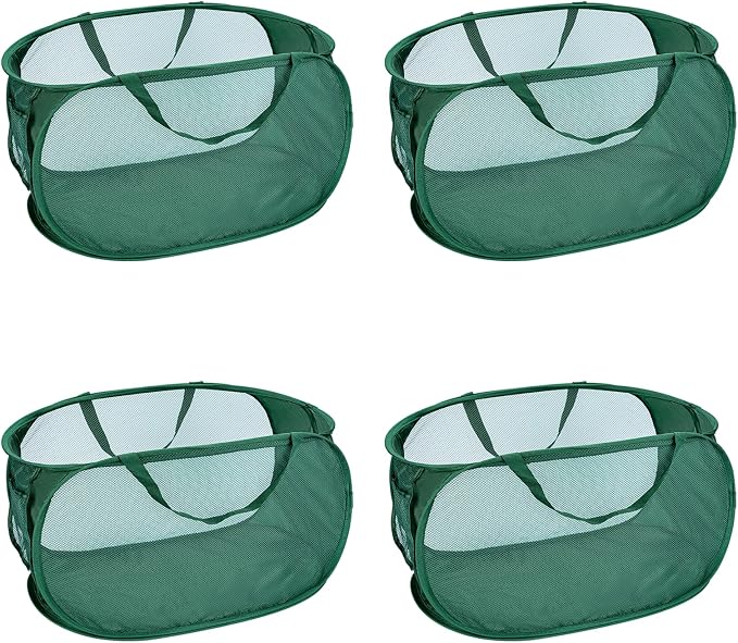 4 Pcs Mesh Popup Laundry Hamper, Opening Laundry Basket,Popup Laundry Basket with Durable Handles,Foldable Pop-up Mesh Hamper Dirty Clothes Basket for Clothes & Laundry-Home Organization