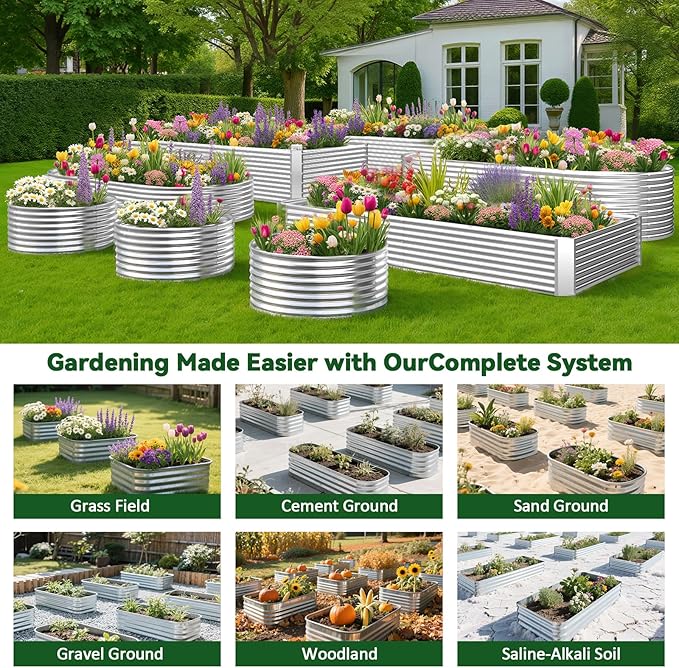 2 Pack Tall 6x3x1.5FT Raised Beds for Gardening, Corrugated Galvanized Steel Raised Garden Bed, Outdoor Metal Above Ground Garden Bed for Vegetables and Flowers(Rectangular)