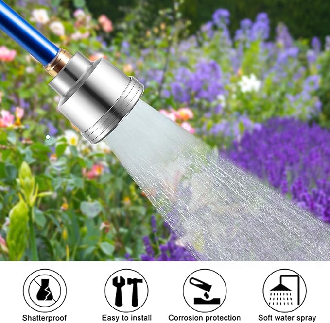 Dreyoo Water Nozzle with 2000 Tiny Holes, 3/4'' Aluminium Alloy Water Hose Nozzle with PTFE Thread Seal Tape for Outdoor Garden Watering Flowers, Plants, Greenhouse, Nurseryman, Container