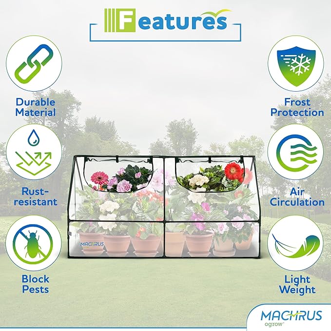 Ogrow Compact Garden Cloche, Mini Greenhouse, Seed Starter Plant Protector, Indoor and Outdoor Use, Portable Growing Dome for Herbs, Flowers, Vegetables, Clear Cover