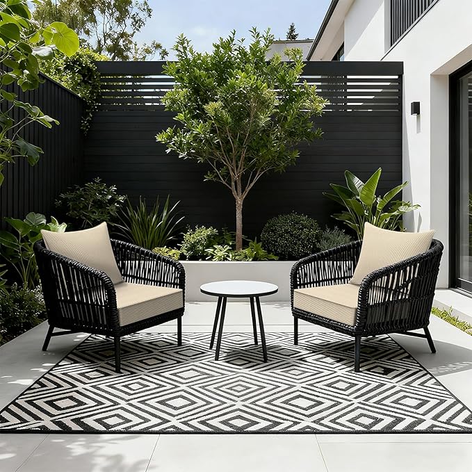 LVTXIII Outdoor Seat and Back Cushion Patio Deep Seat Cushion Set Seasonal Chair Cushion for Wicker Chairs and Garden Furniture Decoration, 22"x22"x4", Strip Beige