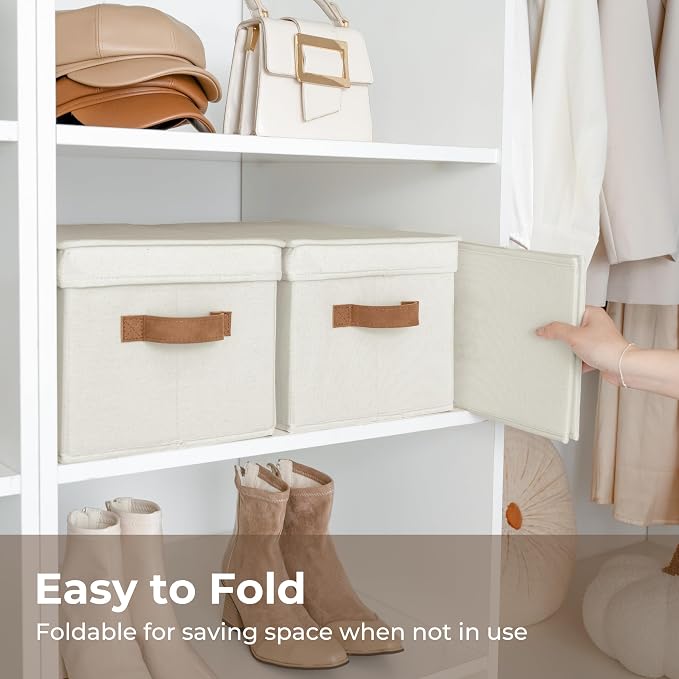 StorageWorks Closet Storage Bins, Fabric Storage Bins with Lids