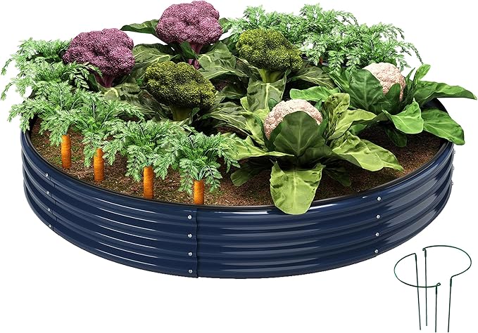 ZFHgarden Galvanized Metal Planter Round Raised Garden Bed Kit for Gardening Outdoor，3x3x1ft Grow Garden Box Raised Flower Bed，Round Galvanized Planter Outdoor Large Metal Fire Pit Ring