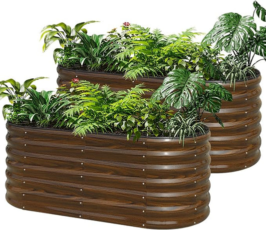 SnugNiture Galvanized Steel Raised Garden Bed Kit, 2 Pcs 4x2x2 ft Large Metal Planter Box Outdoor for Gardening Vegetables, Flowers and Fruits