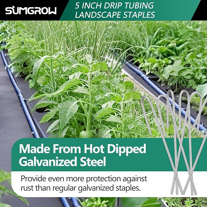 120 Pack Drip Tubing Stakes, 5 inch Galvanized Steel Landscape Staples for 1/4" or 1/8" Diameter Tubing - Irrigation Anchors for Garden and Lawn