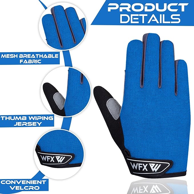 WFX Cycling Gloves Toddler Mountain Bike Handlebar Grips Gel Padding Full Finger Baseball Glove Workout Football Gloves Youth Boys 6-12 Kids Gardening Gloves MTB Gloves