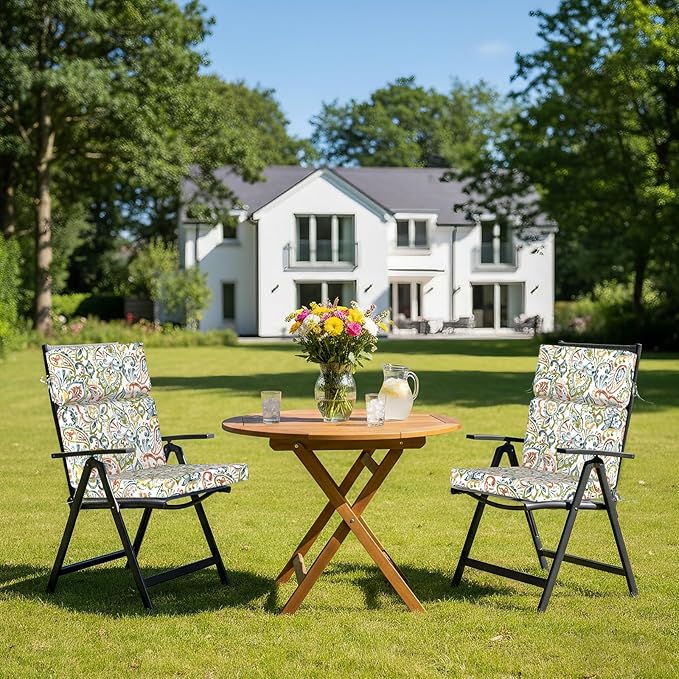 DYTXIII Outdoor High Back Chair Cushions Set of 2, 44"x22" Water Repellent Patio Seat Cushions with Elastic Sponge, All Weather Chair Pads for Rocking, Dining, Patio Furniture - Paisley Botanical