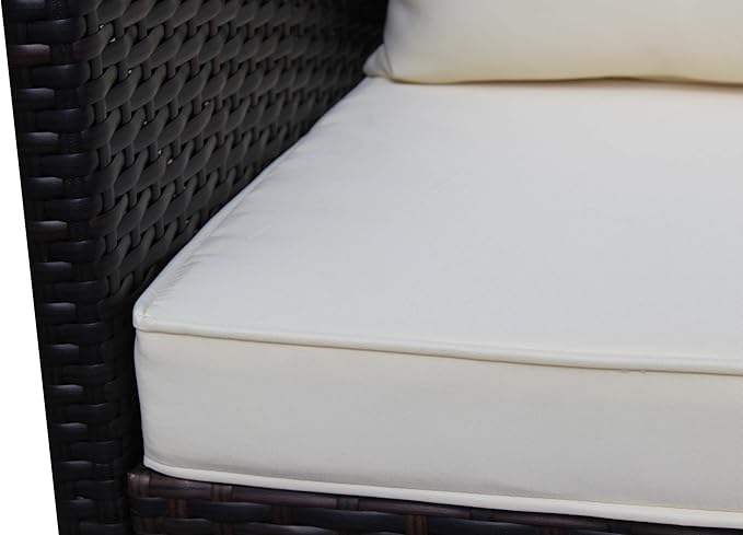 Patio Dining Chairs with Cushions, Outdoor Wicker Chairs for Fire Pit Garden Poolside, Rattan Chair with Beige Seat