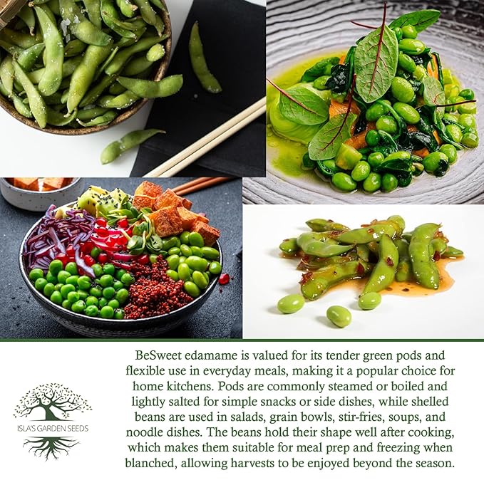 BeSweet Edamame Seeds for Planting (Vegetable Soybean, Glycine max) – 25+ Non GMO & Heirloom Seeds by Isla’s Garden Seeds, Sweet Tender Pods, Easy Home Growing, Garden Gift Idea
