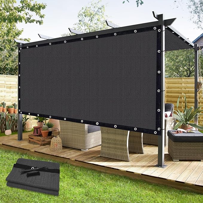 KANAGAWA 90% Sun Shade Cloth 9'X22' Custom Sizes Outdoor Porch Pergola Shade Cover Canopy with Grommets UV Block Privacy Screen for Patio Dark Gray