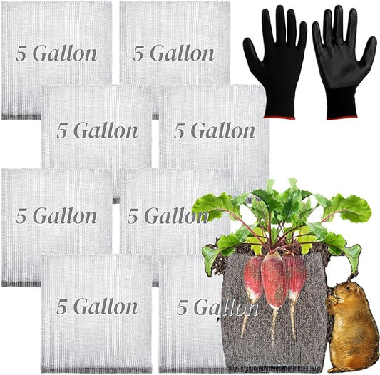 Noamus 8 Pack Plant Root Guard Basket, 5 Gallon Gopher Mole Vole Mesh, Reusable Stainless Steel Plant Speed Wire, Heavy Duty Protector Animal Cages for Garden Trees Bulbs Flowers Vegetables Protection