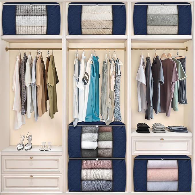 Fab totes 90L Clothes Storage, Foldable Thick Fabric Blanket Storage Bags