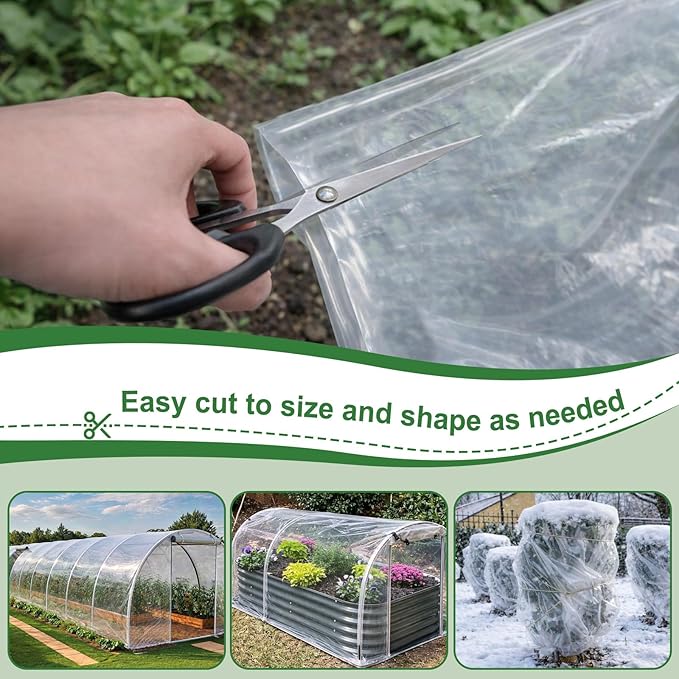 6 Mil Greenhouse Plastic Sheeting, 13x100 FT High Clear Greenhouse Film, Heavy Duty UV Resistant Waterproof Dust Green House Plastic Cover for Garden, Farms, Agriculture