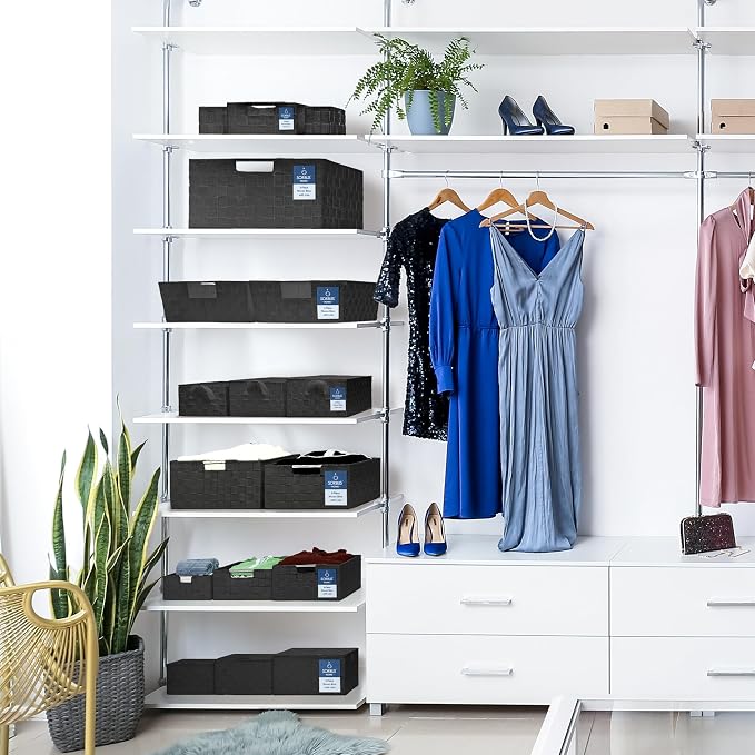 Sorbus Baskets for Organizing, Woven Storage Set (Set of 3, Black)