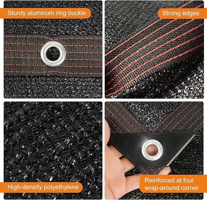 Storystore 40% Shade Cloth with Grommets, 6.5Ft x 13FtGarden Mesh Shade Tarp Sun Shade Net for Greenhouse, Cover, Patio, Plant, Flower, Chicken, Coop