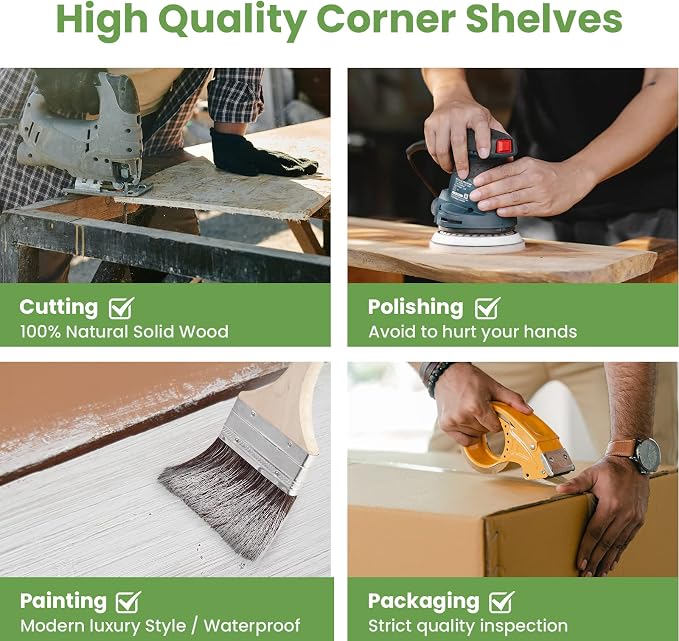 NATURE'S SOURCE Corner Floating Shelves Wall Mounted, White, Set of 3