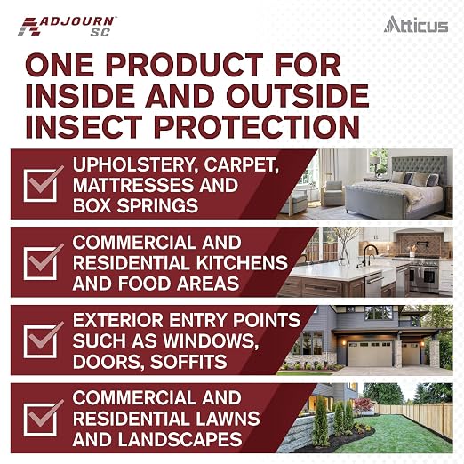 Atticus Adjourn SC Indoor/Outoor Insecticide (16oz) - Deltamethrin 4.75% | Control Ants, Bed Bugs, Fleas, Ticks, Spiders, Scorpions, and Many More Pests, Measuring Made Easy with Tip 'N Measure Bottle