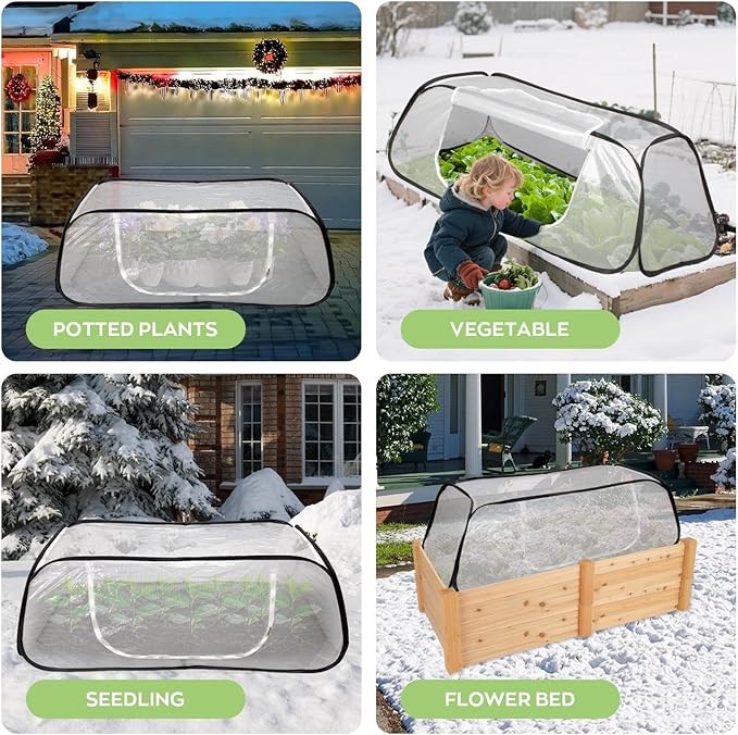 Greenhouse Cover for Raised Garden Bed-45''x22''x18'' Raised Bed Cover Freeze Protection with Zipper Door in Winter,Seedlings Plants Growth Cover Against Pests & Animals in Spring