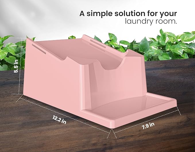 Skywin Liquid Laundry Detergent Holder Stand with Drip Tray - 1 Pack - Rose | Easy Pouring, Rubber Feet, Secure Strap, Angled Stand, Fabric Softener Dispenser for Laundry Room Organization & Storage