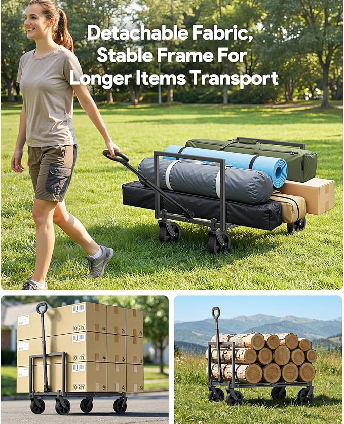 Wagons Carts Foldable, Collapsible Wagon Cart Foldable, 220LBS Heavy Duty Folding Wagon Carts with Wheels, Portable Utility Cart for Grocery Sports Garden Shopping Camping, Blue