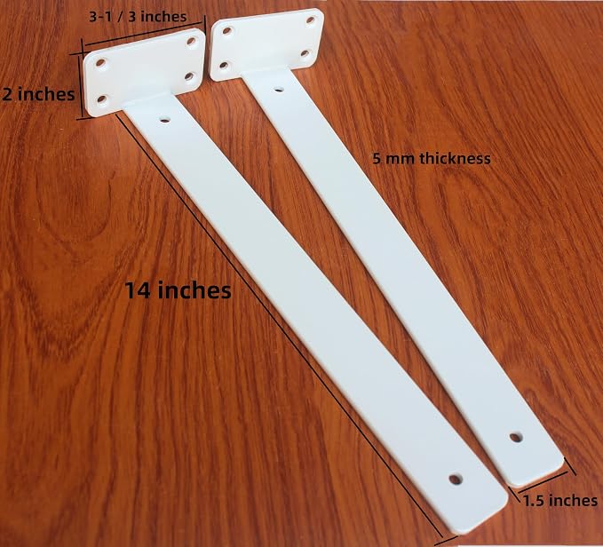 12 Pack - 14 inch White Hidden L Shelf Bracket (1/5 Inch Thicked) Iron Floating Shelf Brackets Rustic Industrial Metal Brackets for Shelf Support