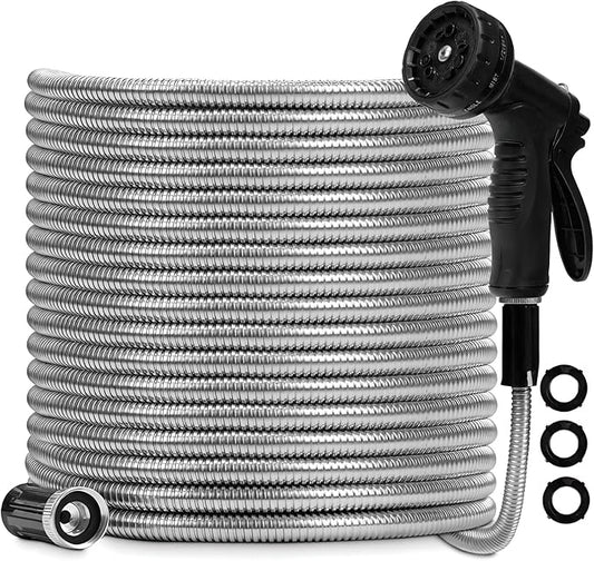FrutPunch Garden Hose 50 FT, Non-Expanding, 10 Functional Nozzles, Garden Hose Anti-Kink, Heavy Duty Flexible Water Hose 50 ft Suitable for Outdoor, Yard, Lawn, Car Washing and Other Scenes.