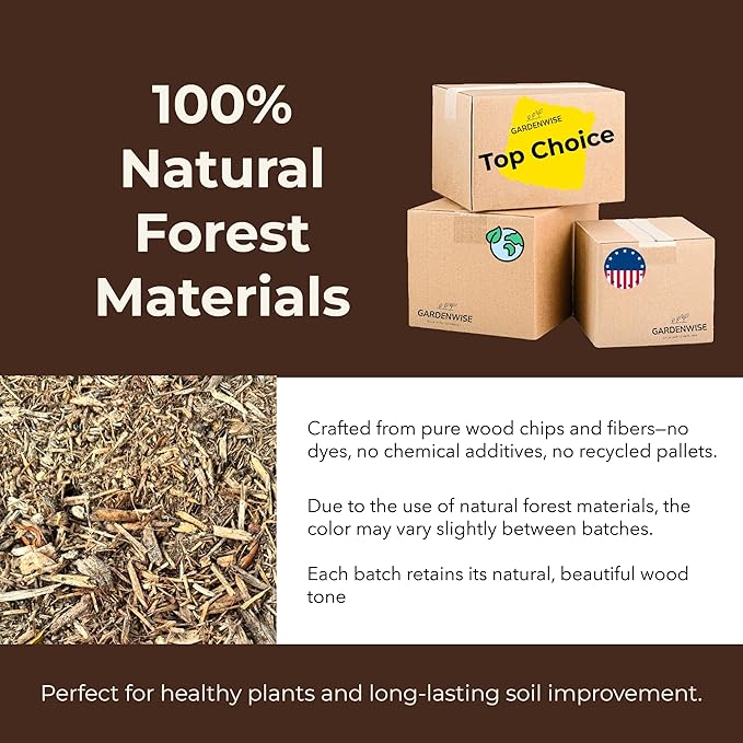 GARDENWISE Premium Organic Wood Mulch for Gardens, Landscaping, Potted Plants, and Vegetable Gardens (2 CF - 56 L - 59 QTS)