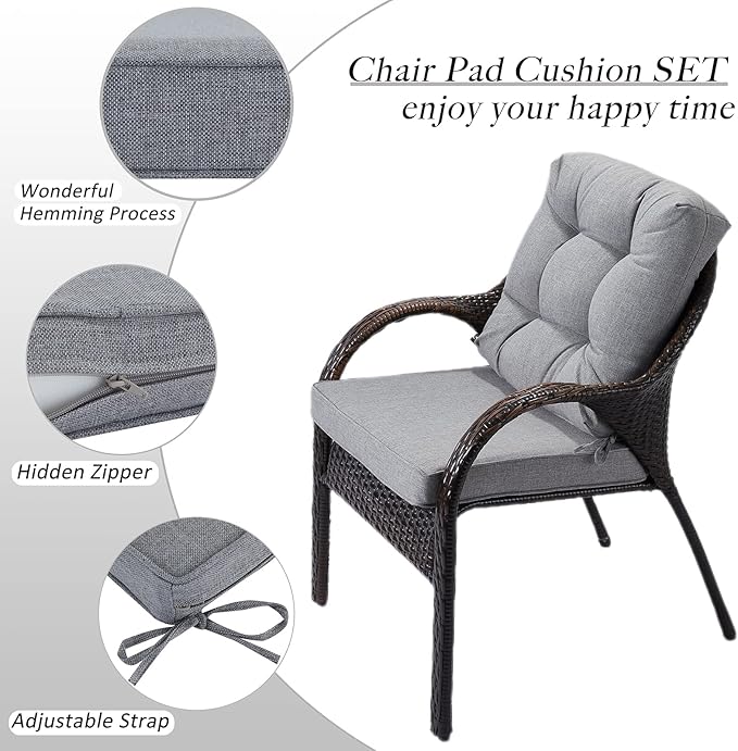 JMGBird Outdoor Chair Cushions Set - 19"x19" Deep Seat & Back Cushions, Water-Resistant Tufted Pillows for Patio Furniture