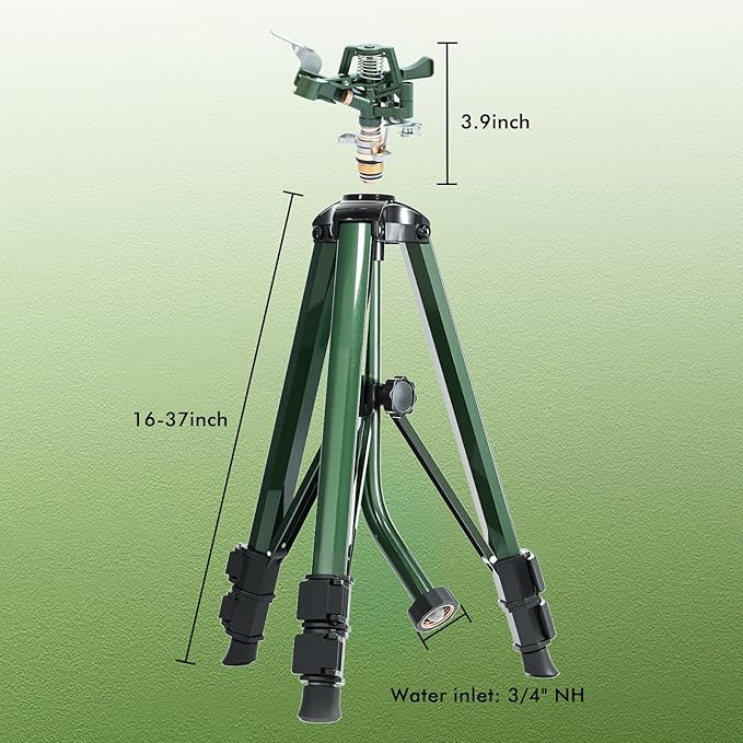 RESTMO 2 Pack Tripod Base Zinc Impact Sprinkler, 360° Rotating & 3-Height Adjustable Tripod, Heavy Duty Full Metal Sprinkler for Agriculture and Large Yard Irrigation