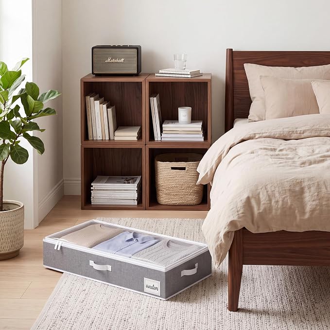 StorageWorks 6 Inch Low Profile Under Bed Storage Containers with Clear Lid
