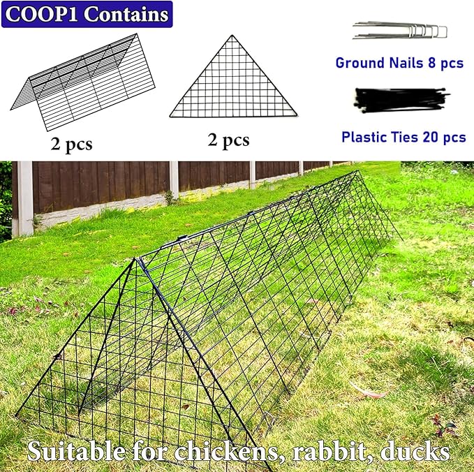 Heavy Duty Chicken Run Tunnel for Yard & Outside, Foldable & Expandable Chicken Tunnel, Portable Predator-Proof Poultry Playpen for Chickens, Rabbits & Ducks