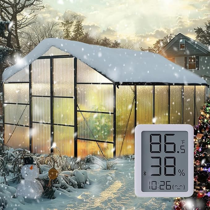 10X12FT Greenhouse with Electronic Thermometers, Green Houses for Outside Heavy Duty with Aluminum Frame Withstands Strong Wind or Snow, Large Walk-in Greenhouse for Backyard or Garden Use