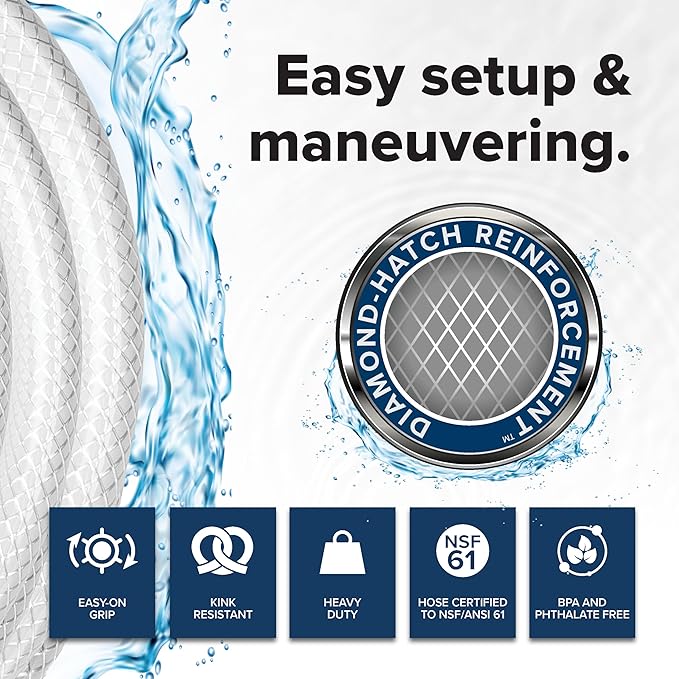 Camco TastePURE 10-Ft Water Hose-RV Drinking Water Hose Contains No Lead,No BPA&-No Phthalate-Features Diamond-Hatch Reinforced PVC Design-1/2” Inside Diameter,Made in the USA (22743),(Pack of 3)