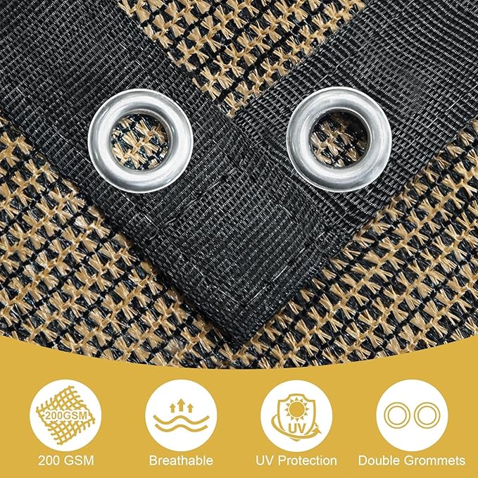 Shade&Beyond 90% Sun Shade Cloth with Grommets, 8' X 8' Pergola Shade Cover Canopy, Mesh Tarp Sun Screens for Patio, Outdoor, Garden, Backyard, Mocha