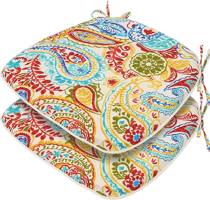 FUNHOME Outdoor Chair Cushions Set of 2,Patio Seat Cushion 17"x16"x2",U-Shaped Dining Chair Cushion 17 by 16 Inch,Water Resistant,Fade-Resistant Chair Pads for Kitchen Garden Furniture(Phoenix)