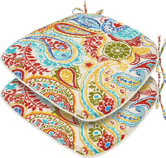 FUNHOME Outdoor Chair Cushions Set of 2,Patio Seat Cushion 17"x16"x2",U-Shaped Dining Chair Cushion 17 by 16 Inch,Water Resistant,Fade-Resistant Chair Pads for Kitchen Garden Furniture(Phoenix)