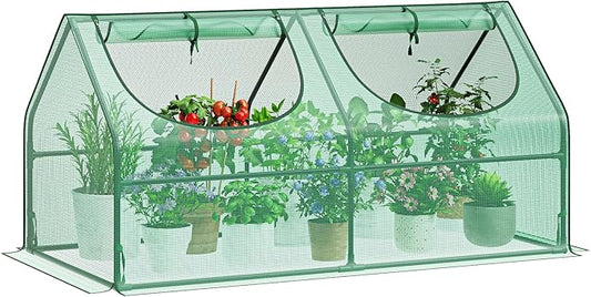 GreatBuddy Portable Mini Greenhouse, 3×3×6Ft, High-Density PE Plant Cover with 2 Roll-up Zipper Windows, Perfect for Indoor Outdoor Plant Growing