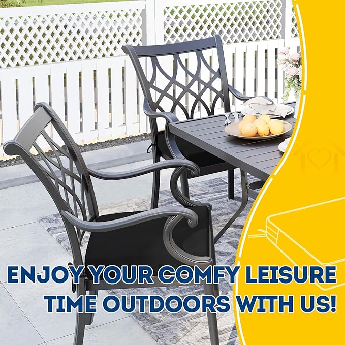 AAAAAcessories Outdoor Seat Cushions for Chairs, Waterproof, Fade-Resistant, 21" x 21" x 3", Patio Furniture Replacement Cushions, Set of 2, Charcoal Black