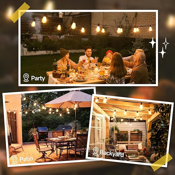 Larkvue 75FT LED Outdoor String Lights S11 Dimmable Patio Light, with 22+2 Waterproof Shatterproof Edison 2700K Bulbs for Outside Backyard Deck, Black
