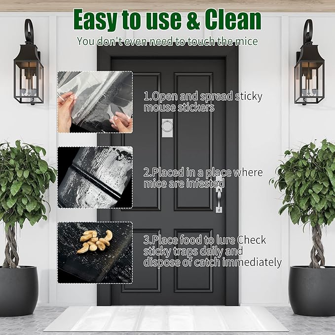 Qualirey 8 Pcs 47 Inch Ultra Large Sticky Mouse Glue Traps Sticky Rat Trap that Work for Rats Roaches Rodents Heavy Duty Pre Baited Mats Indoor Outdoor Catch Pest (Clear)