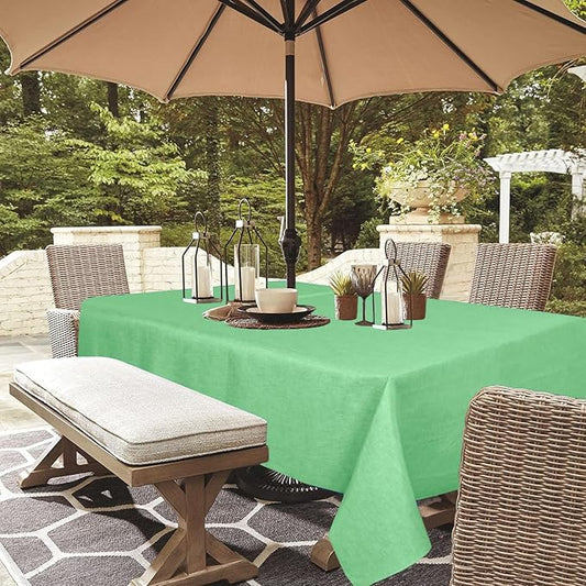 Outdoor Tablecloth Wrinkle-Free Stain Resistant Waterproof Polyester Fabric Table Cover with Zipper Umbrella Hole for Picnic/Party/Dinner/Patio Garden(60×84inch,Zippered,Kelly Green)