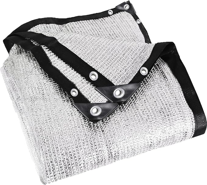 85% Aluminum Foil Shade Cloth with Grommets,6.5ft x 8ft, Mesh Sun Block Fabric Cover, Canopy, Privacy Screen for Outdoor Patio, Garden, Backyard, Silver