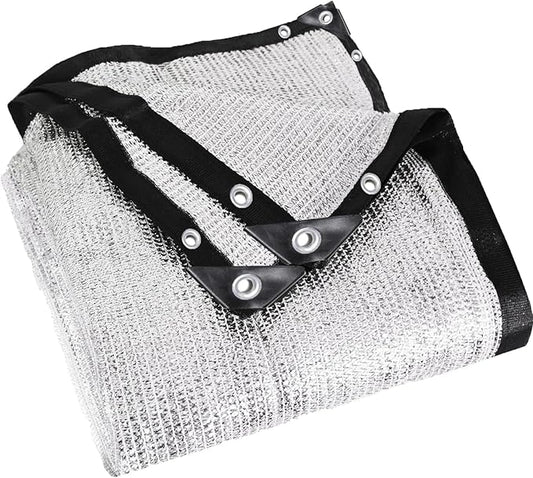 85% Aluminum Foil Shade Cloth with Grommets,6.5ft x 8ft, Mesh Sun Block Fabric Cover, Canopy, Privacy Screen for Outdoor Patio, Garden, Backyard, Silver