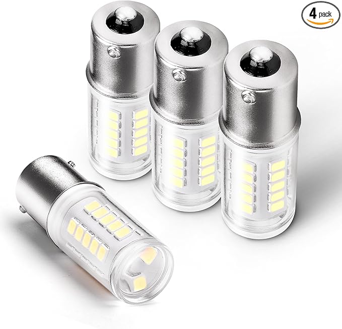 1156 BA15S LED Bulbs 12-24V, 1141 1003 7506 6000K Daylight White, Low Voltage Bayonet Single Contact, 5W 500LM Replacement For RV Landscape Interior Lights Camper Marine Boat Trailer Lights, 4Pack