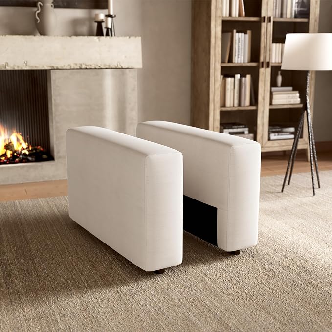 Cloud Sectional Couch with Washable Cover, Wide Deep Seat Modular Sectional Sofa for Living Room, Only Armrest, Off-White