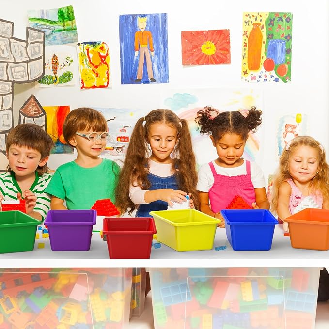 30 Pcs Plastic Classroom Bins, Book Toy Storage Bin Small Cubby Bins Stackable Storage Organizer Containers for Office Home Nursery Playroom (30)