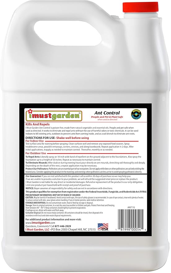 I Must Garden Ant Control - Kills & Repels - Pet & People Safe - Fast-Acting Natural Ant Repellent Spray for Indoor & Outdoor Use - 32oz Spray