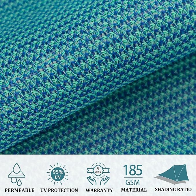 Shade&Beyond Custom 23'x26' Sun Shade Sail Canopy Rectangle UV Block Breathable Curved Sunshade for Backyard Yard Deck Outdoor Facility and Activities, Turquoise Mix (We Make Custom Size)