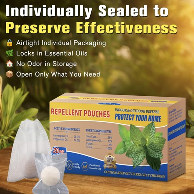 20 Pack Mouse Repellent Balls, Rodent Repellent for Indoor Use, Peppermint Balls for Rodents, Natural Rat and Mice Deterrent, Safe for Kids & Pets, for Rodent Control, Car Engines, Home, Garage